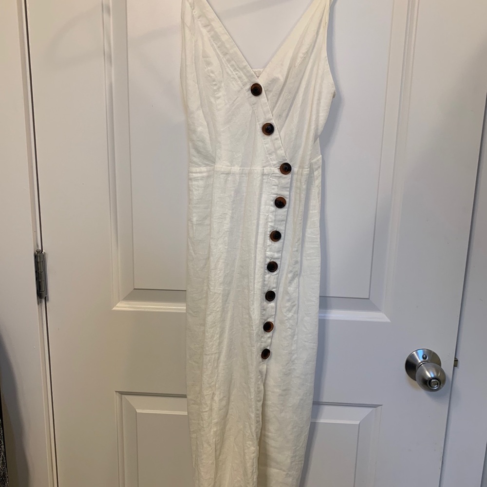 White Linen Button Down Dress